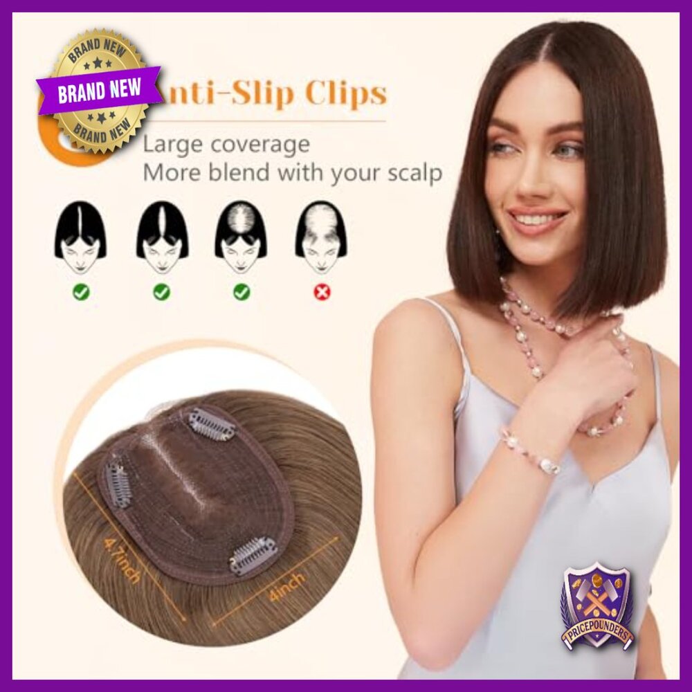 10 Inch Straight Human Hair Topper with Lace Base for Thinning Hair - Picture 5 of 6